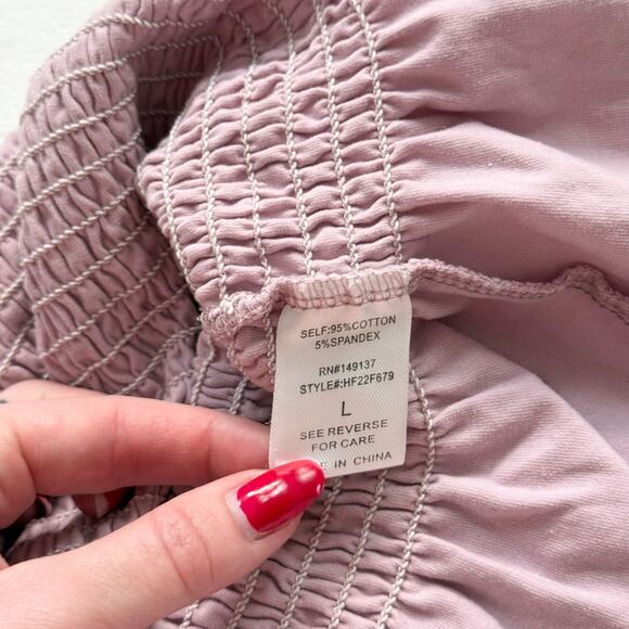 Reworked Lavender Smocked Ruffle Hem Tube Top, Size Large - Picture 5 of 6